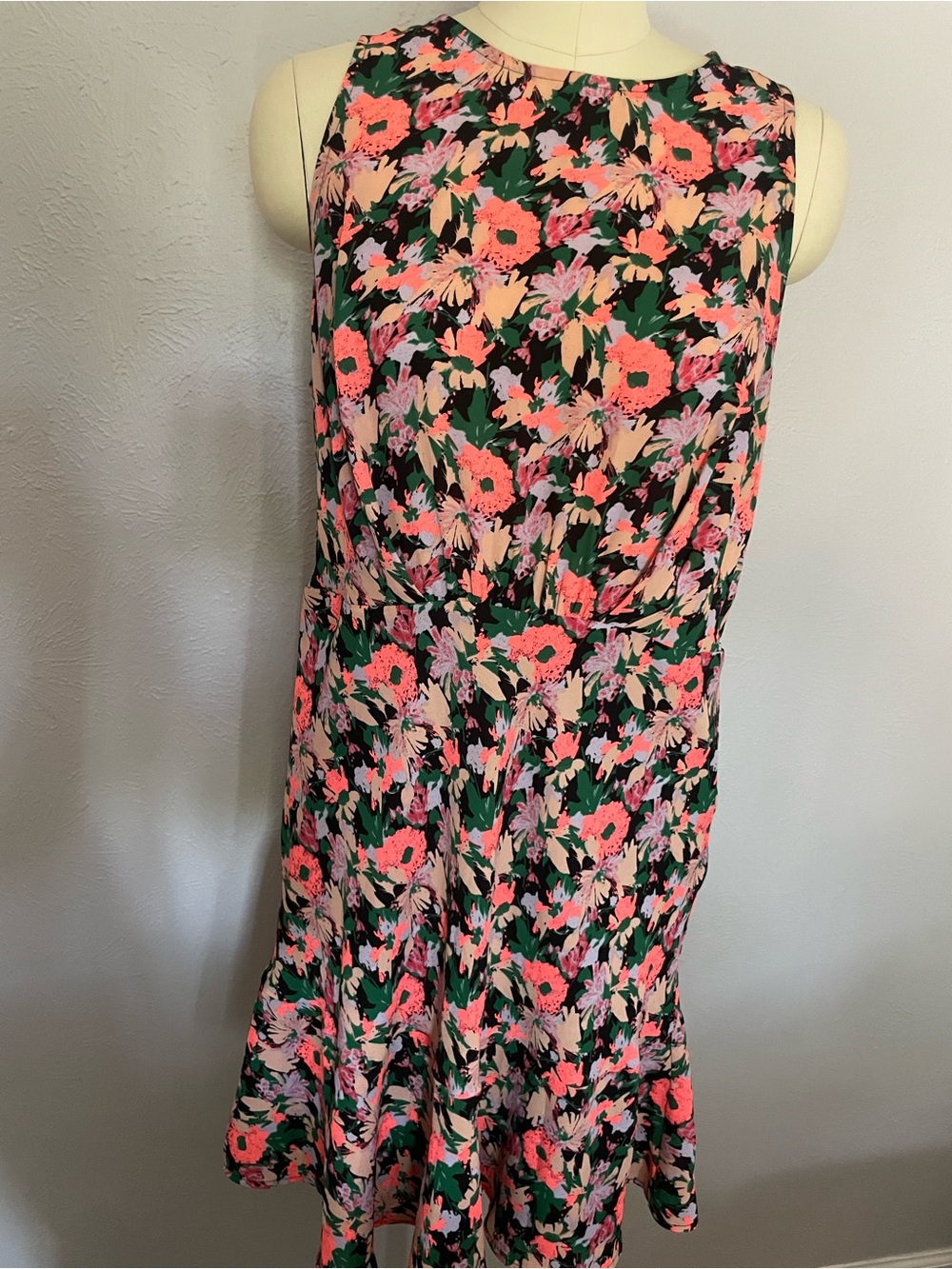 J. Crew Floral Sleeveless Dress in Black, Pink, Green